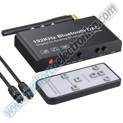 Convertidor Optico digital, Coaxial Digital, transmitidas por Bluetooth en señales de audio analógica estéreo+ MANDO