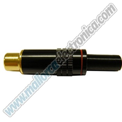 CONECTOR  RCA  Hembra  Aerea Metal  Cable 6 - 7mm  Rojo
