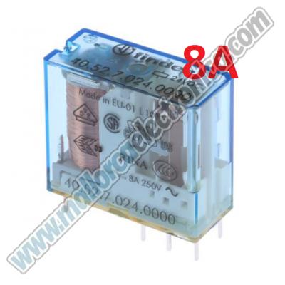 Relé sin enclavamiento Finder 40 Series, DPDT, bobina 9V dc, 8A Montaje en PCB