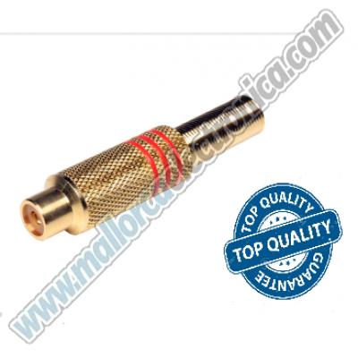 CONECTOR  RCA  Hembra  Aerea Metal  Cable 5 - 6mm  Rojo