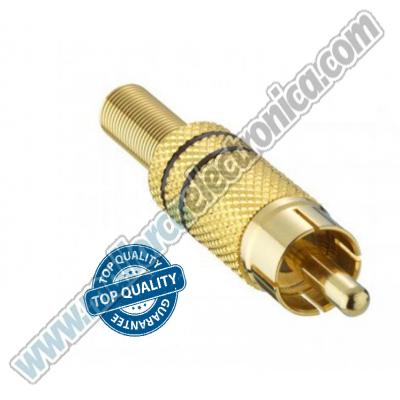 CONECTOR RCA Macho DORADO para cable 8mm   ROJO