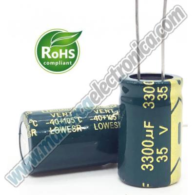 CONDENSADOR ELECTROLITICO RADIAL  3300UF  35 volt  105º   