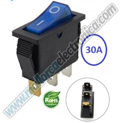 INTERRUPTOR BASCULANTE LUMINOSO AZUL 30A 250VAC