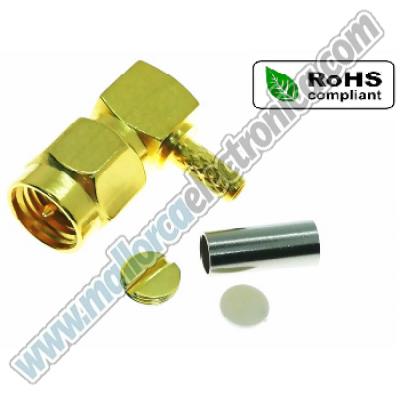 CONECTOR   SMA REVERSE  ACODADO MACHO CRIMPAR   LMR100 / RG-174