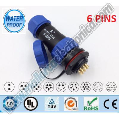 CONECTOR WATERPROOF IP-68  6pins  macho aereo  125 V  5 A  RoHS