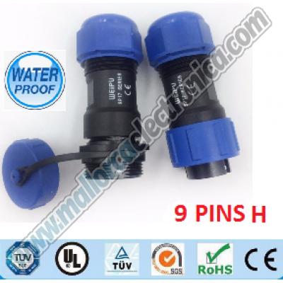 CONECTOR WATERPROOF IP-68  9pins  hembra aereo  125 V  3 A  RoHS