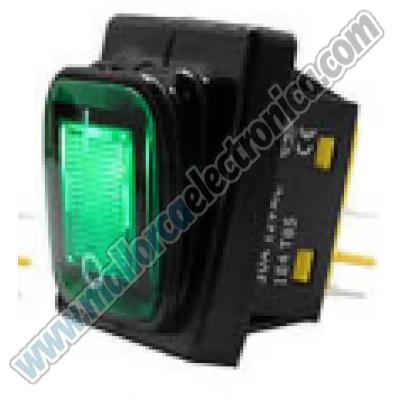 Interruptor BASCULANTE de 2 posiciones Impermeable VERDE 30A/ AC-220V