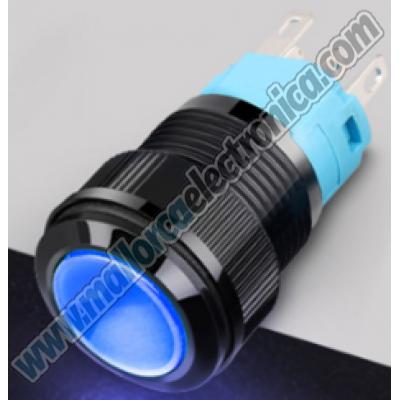 PULSADOR 16mm Plastico 9-24v LED AZUL