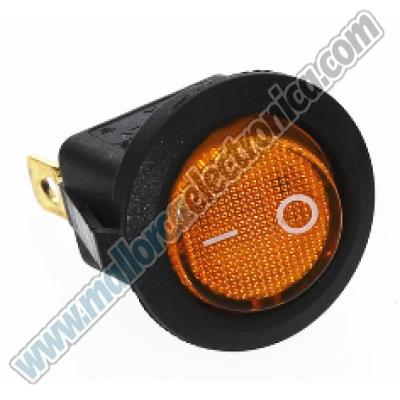 INTERRUPTOR  LUMINOSO AMARILLO  2p ON-OFF  6A 250 V; 10A 125 V 20-22mm 