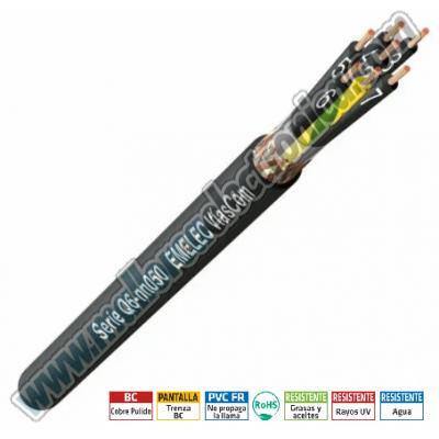 Cable Apantallado 6 x 0.50mm Cobre Pulido Flexible Clase 5. Negros numerados + tierra.