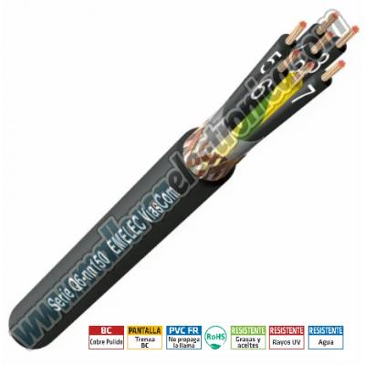 Cable Apantallado 6 x 1.50mm Cobre Pulido Flexible Clase 5. Negros numerados + tierra.