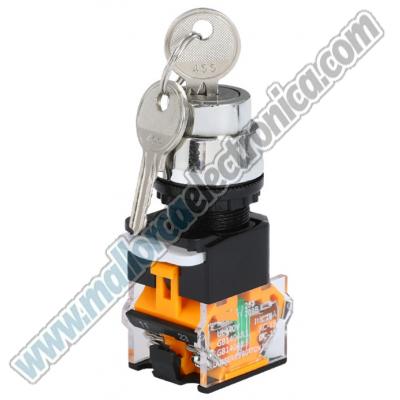 Interruptor con llave 2 posiciones  2 NO  22mm 10A