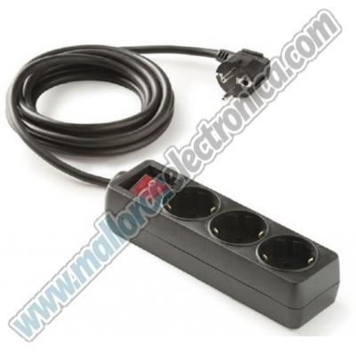 BASE C/INT. 3 TOMAS T/T 1,5MTS NEGRO 16A