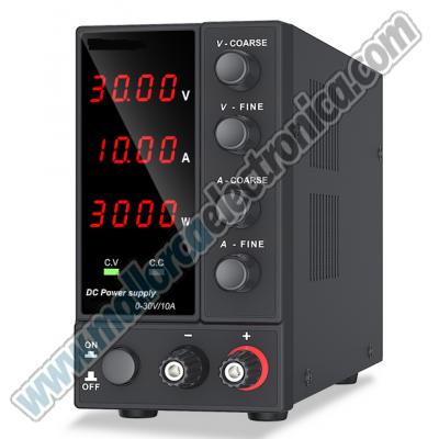 Fuente de Alimentación con CC Ajustable, 4 Digitos regulador de tensión para laboratorio, 30 V, 10 A