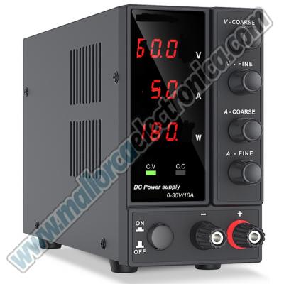 Fuente de Alimentación con CC Ajustable, 3 Digitos regulador de tensión para laboratorio, 60 V, 5 A