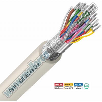 Cables Multipares Apantallados 12 x 2 x  pares conductores 0,22mm² OFC TC.  Pantalla Cinta Poliéster + Trenza OFC TC 80%.  Cubier