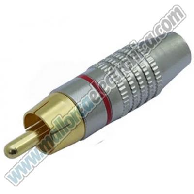 CONECTOR RCA Macho  Metal  para cable 5-6mm   Rojo