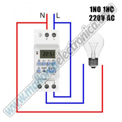 Interruptor temporizador electrónico programable semanal 1NO1NC 40A AC 220V