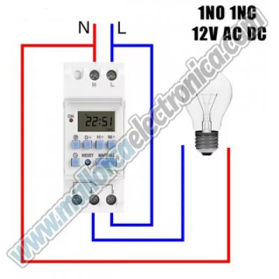 Interruptor temporizador electrónico programable semanal 1NO1NC 40A DC-12V