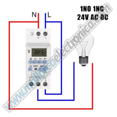 Interruptor temporizador electrónico programable semanal 1NO1NC 40A DC-24V
