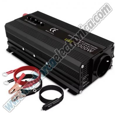 Inversor de Voltaje de Onda Senoidal, Voltímetro DC-12 AC-220/240V 2000W + 2 PUERTOS USB 