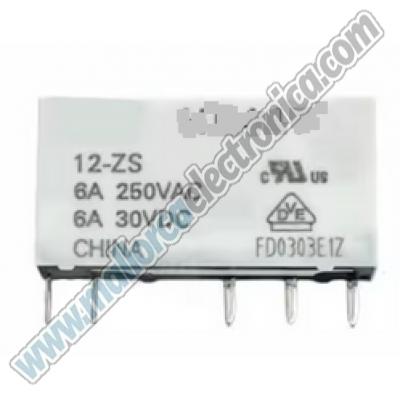 MINI Relé sin enclavamiento, SPDT, Montaje en PCB  HF  12V   6 A  en contactos