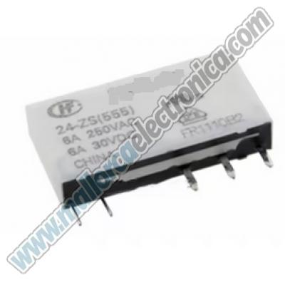 MINI Relé sin enclavamiento, SPDT, Montaje en PCB  HF  24V   6 A  en contactos