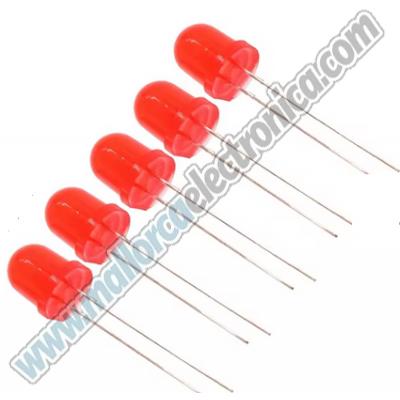 DIODO LED ROJO 8 mm 1,9-2,1 V 20ma 800-1000mcd 