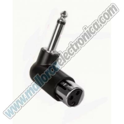 ADAPTADOR XRL  hembra angulo 90º  Jack 6.3 mono