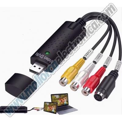 Capturadora de vídeo analógico (RCS/S-Video) VCR/VHS/DVD/TV/RCA a PC por USB