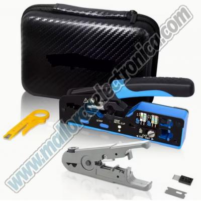 Kit de herramientas de crimpado Ethernet RJ-45 con pelacables y cortador 
