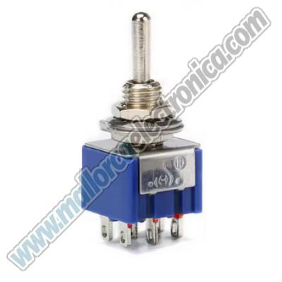 CONMUTADOR  MINI RECTO PALANCA  3Posiciones  1Circuito  ON-OFF-ON  Regreso al Centro