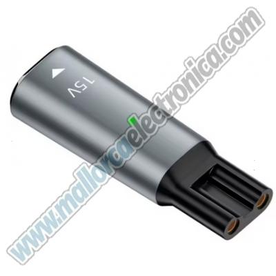 Convertidor adaptador de corriente tipo C PD a DC 15 V Afeitadora 1.5 A