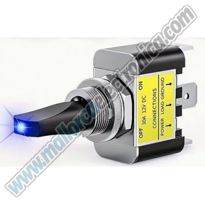Interruptor de palanca de 2 posiciones con lámpara LED 3 pines 30A/12VDC